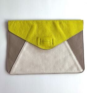 Gap Genuine Leather Envelope Style Color Block Clutch Magnetic Snap 7.5" x 10.5"
